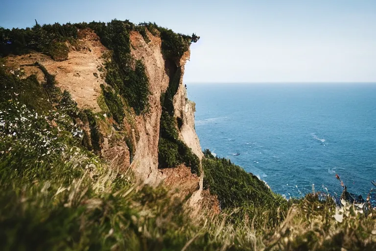 Image similar to beautiful unicorn cliff side 85mm by Emmanuel Lubezki