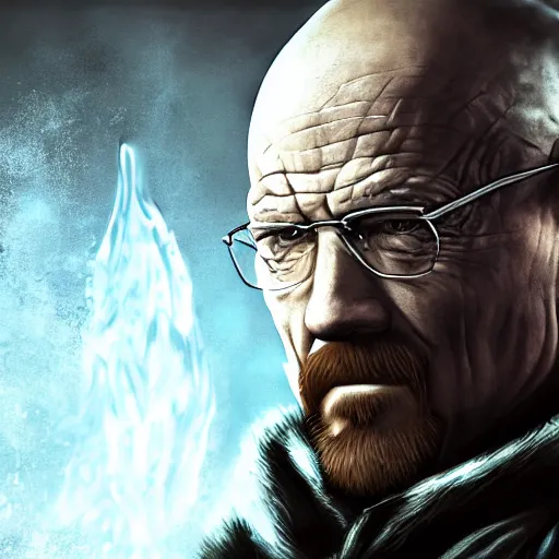 Prompt: Walter White in Skyrim, League of Legends amazing splashscreen artwork, (Gears of War), splash art,natural light, elegant, photorealistic facial features, intricate, fantasy, detailed face, atmospheric lighting, anamorphic lens flare, cinematic lighting, league of legends splash art, hd wallpaper, ultra high details by Greg rutkowski