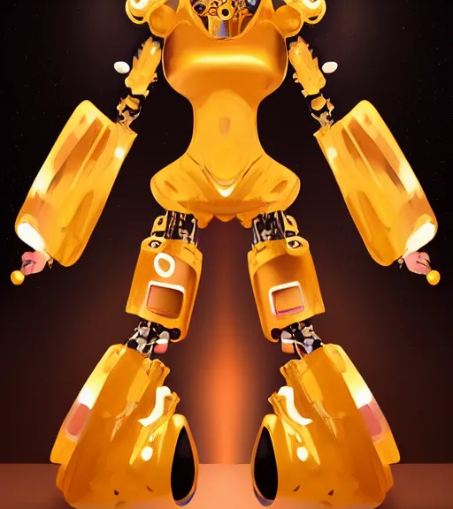 Image similar to a robot wearing a golden dress, full body shot, highly detailed, digital painting, artstation, concept art, smooth, sharp focus, illustration