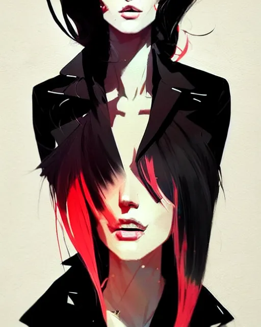 Image similar to a ultradetailed beautiful panting of a stylish woman in a black blazer, by conrad roset, greg rutkowski and makoto shinkai, trending on artstation