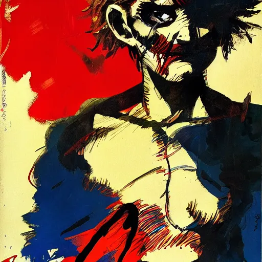 Image similar to DC The Sandman by Ashley Wood, Yoji Shinkawa, Jamie Hewlett, 60's French movie poster, French Impressionism, vivid colors, palette knife and brush strokes, Dutch tilt, 8k, hd, high resolution print