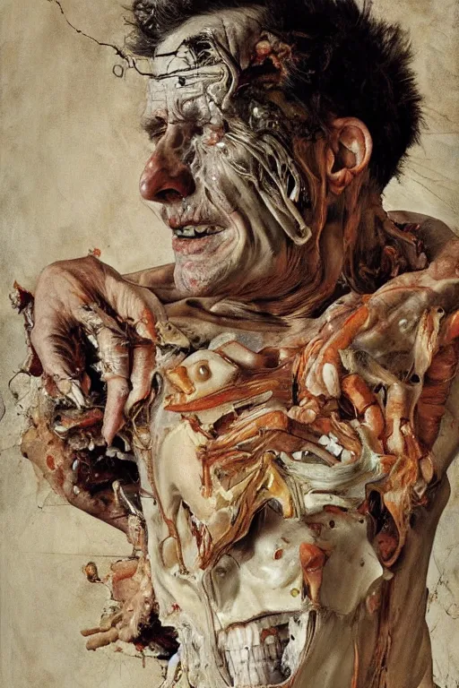 Image similar to portrait of the god of decay and death, part by Jenny Saville, part by Lucian Freud, part by Norman Rockwell