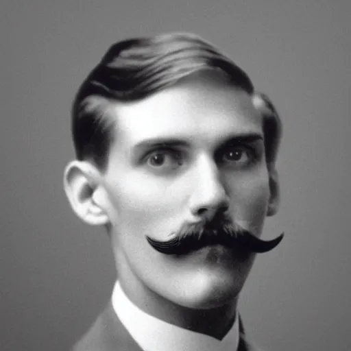 Prompt: A photograph portrait of Jerma985 with short hair and a pencil thin mustache in the early 1910s, taken in the early 1910s, grainy, taken on a early 1900s Kodak Camera, realistic, hyperrealistic, very realistic, highly detailed, very detailed, extremely detailed, detailed, digital art, trending on artstation
