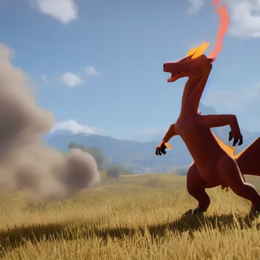 Image similar to Film still of Charizard, from Red Dead Redemption 2 (2018 video game)