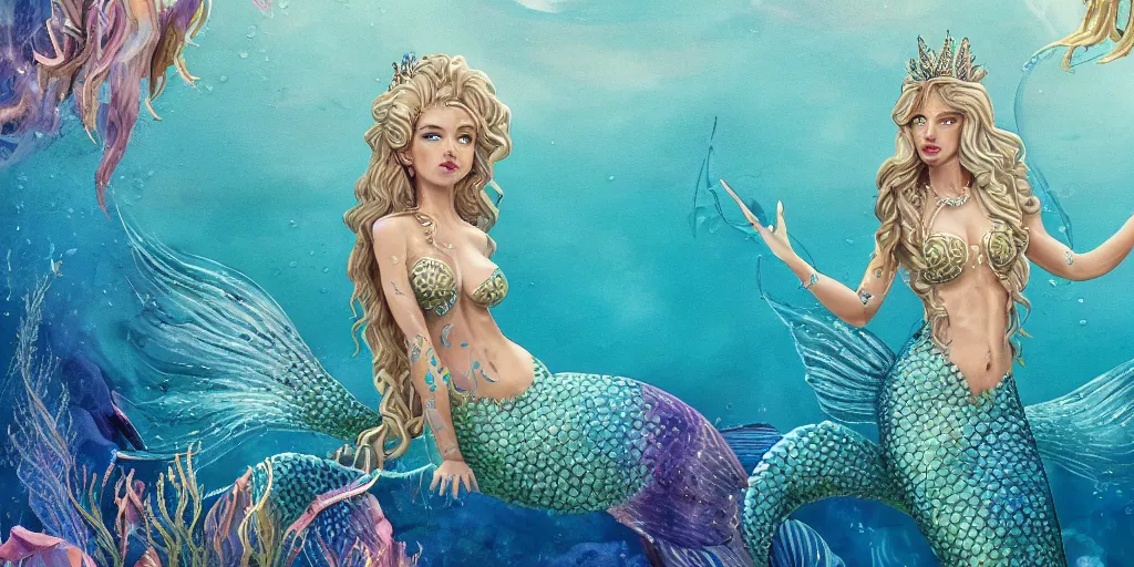 Prompt: queen of the ocean mermaid, highly detailed, 8k UHD
