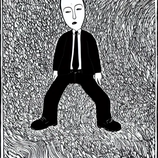 Image similar to family guy death pose, illustration by junji ito