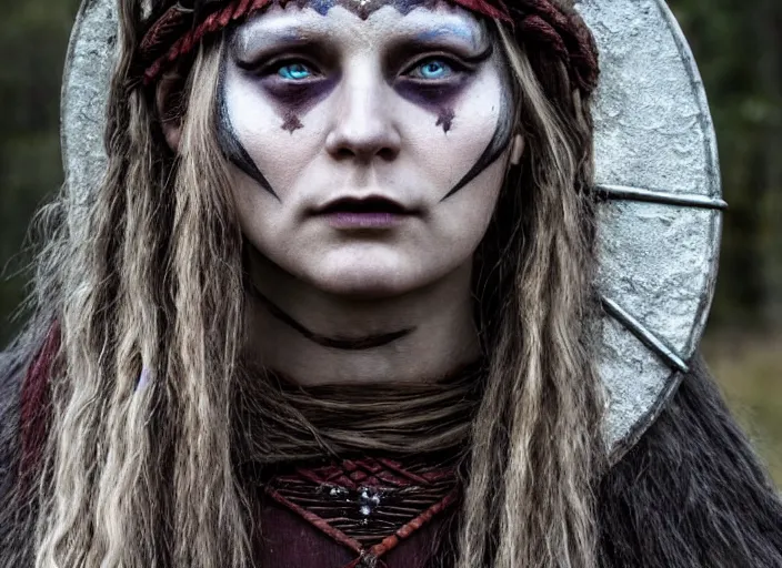a young female viking seer witch in the village. Seer | Stable Diffusion