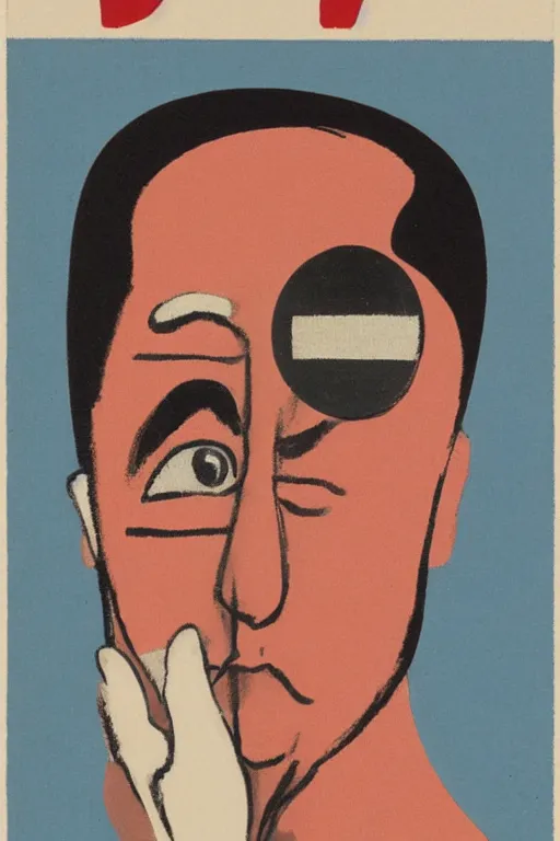 Image similar to man looking at his reflection in the mirror, 1960’s minimalist advertising illustration, painterly, expressive brush strokes