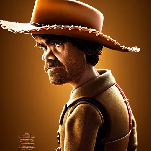 Prompt: peter dinklage as woody ( cowboy hat ) ( ( ( toy story ) ) ), digital painting, extremely detailed, 4 k, intricate, brush strokes, mark arian, artgerm, bastien lecouffe - deharme
