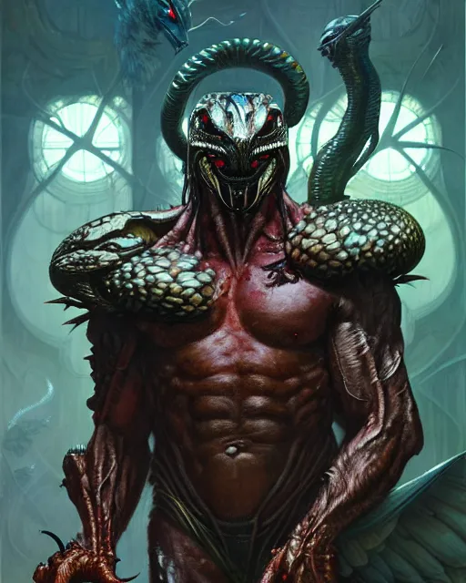 Image similar to the predator as a birdfantasy character portrait, ultra realistic, wide angle, intricate details, blade runner artifacts, highly detailed by peter mohrbacher, boris vallejo, hajime sorayama aaron horkey, gaston bussiere, craig mullins