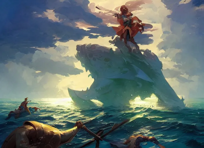 Prompt: cover concept art of medieval battles in the sea, prince of the seas, volumetric lighting, official fanart behance hd artstation by Jesper Ejsing, by RHADS, Makoto Shinkai and Lois van baarle, ilya kuvshinov, rossdraws