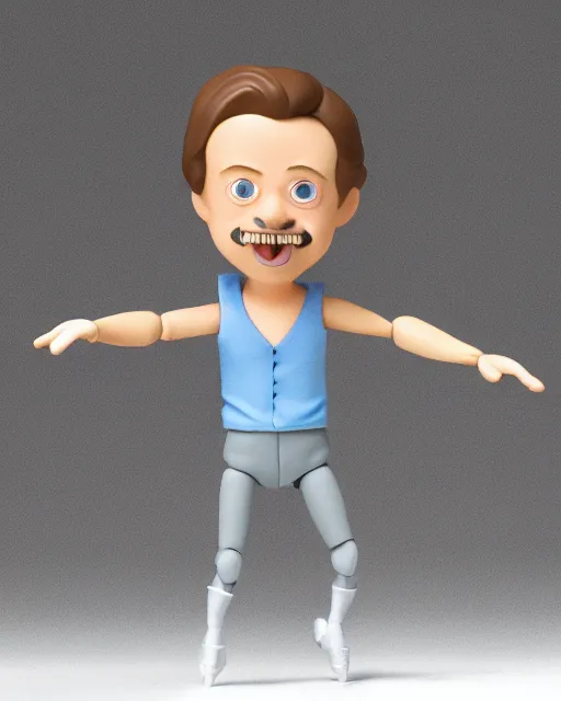 Prompt: full body 3 d render of steve buscemi as a ballerina claymation nendoroid action figure, studio lighting, grey background, no shadow, blender, trending on artstation, 8 k, highly detailed