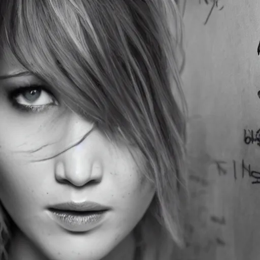 Prompt: 3 5 mm beautiful b & w front shot of jennifer lawrence, behind her on a chalkboard detailed drawings of data etl strategy, highly detailed, trending on artstation, 1 9 2 0 x 1 0 8 0