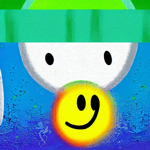 Prompt: logo of a paint splash on a smiley face