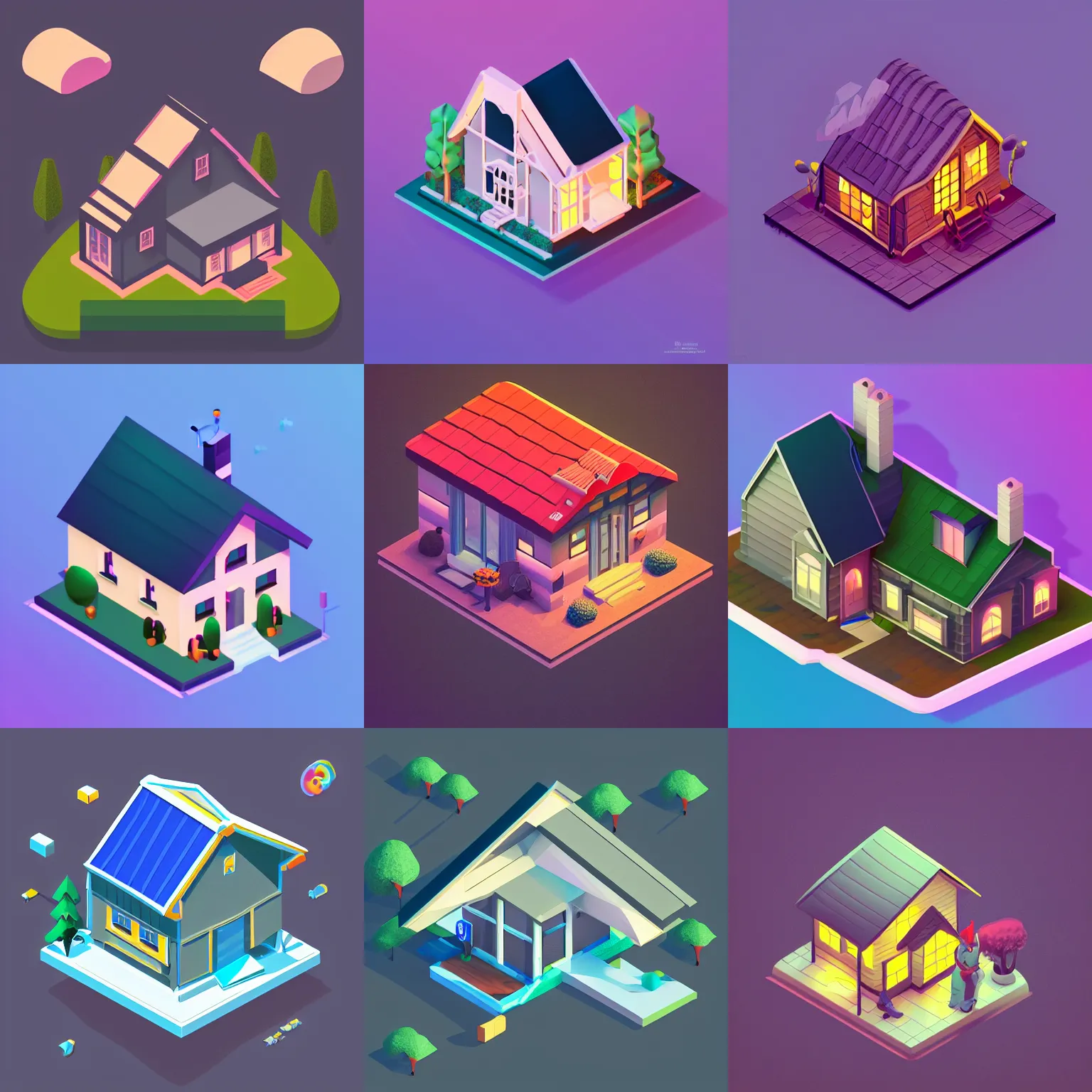 Prompt: isometric webdesign icon for house with gable roof, soft lighting, by tooth wu, dan mumford, beeple, rossdraws, Artstation