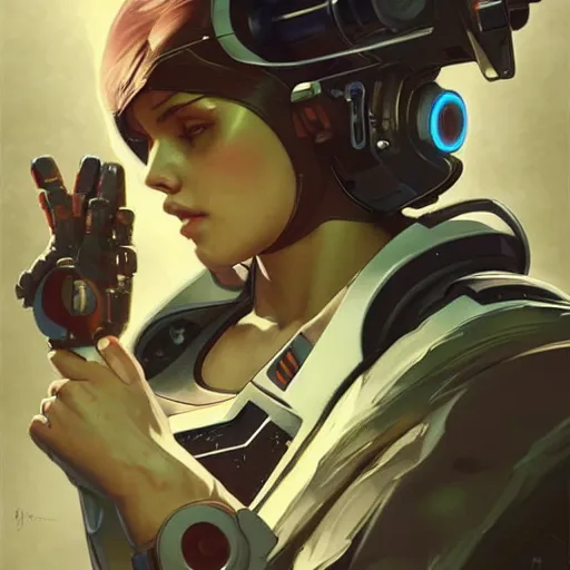 Image similar to symmetry! futuristic astronaut, apex legends, illustration, art by artgerm and greg rutkowski and alphonse mucha