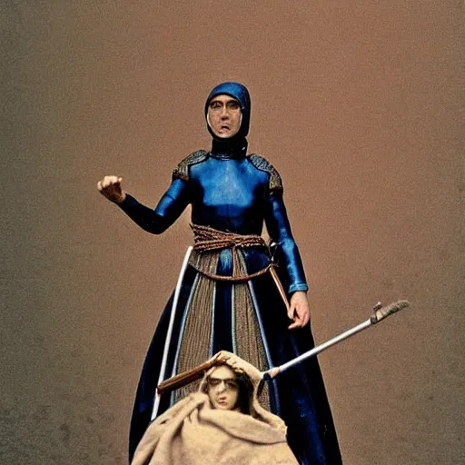 Image similar to action figure of jean d'arc advertising photograph, photographic, hyperreal, 3 5 mm