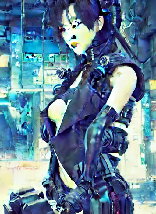 Prompt: hyper - realistic cyberpunk anime woman wearing inline skate, tokyo street, extreme detail, good face, model, concept art, in style of yoji shinkawa, pan ren wei, col price, atey ghailan, by greg rutkowski, by greg tocchini, by james gilleard, by joe fenton, by kaethe butcher, aesthetic