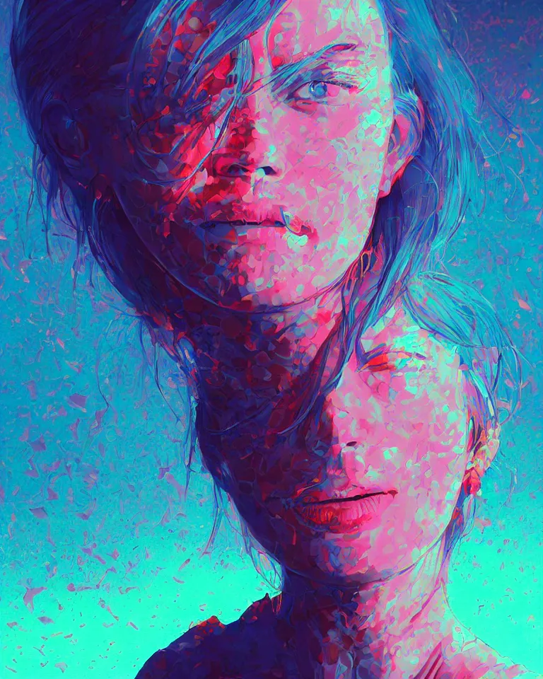 Prompt: lsd, acid trip, a beautiful woman, dramatic lighting, by ilya kuvshinov, artgerm, wlop, greg rutkowski, digital painting, ultra detailed colorful intricate repeating geometric fractals in the background by moebius, beeple, 4 k, artstation