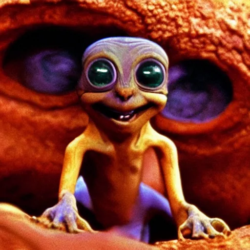 Image similar to mac and me ( 1 9 8 8 ), mysterious alien creature, mac, bold natural colors, national geographic photography, masterpiece, full shot