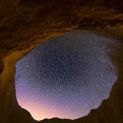 Image similar to a hole on ceiling cave, stars visible through hole