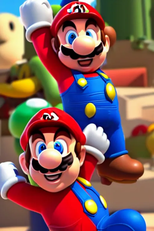 Image similar to a movie still of chris pratt as mario, highly detailed, studio lighting