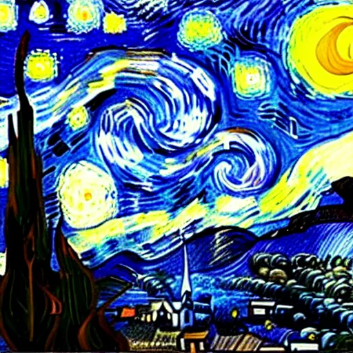 Prompt: dexter morgan painting starry night in the style of van gogh oil painting