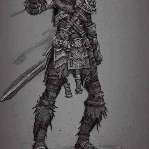 Image similar to a lone warrior standing alone before a horde of goblins flaming sword in hand fantasy D&D trending on artstation award winning