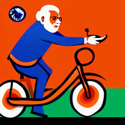 Prompt: A painting of indian prime minister Narendra Modi riding on Twitter logo, illustration, digital art,