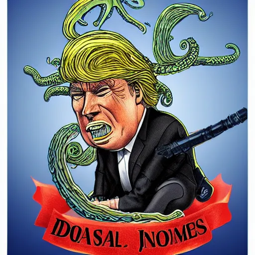 Image similar to Donald Trump as Davy Jones with tentacle beard