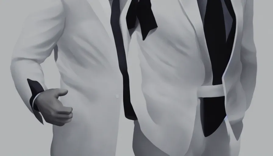 Prompt: Joe Biden in white suit and black tie, hyperdetailed, artstation, cgsociety, 8k