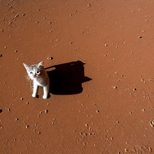 Prompt: cat astronaut explores the surface of Mars