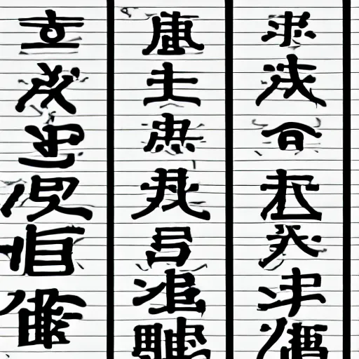 Prompt: an enigmatic writing system, cheat sheet with romanizations