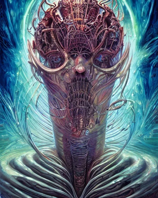 Image similar to as above so below, by antonio j. manzanedo, giger, alex grey, android jones, wayne barlowe, philippe druillet, raymond swanland, cyril rolando, josephine wall, harumi hironaka, trending on artstation