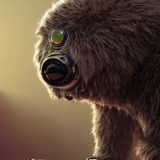 Prompt: furry creature, portrait, micro - organisms, marine microbiology, water bear, robots, electric, fur, soft, concept art, intricate details, highly detailed, photorealistic, disney pixar, octane render, iridescent, anime, 8 k