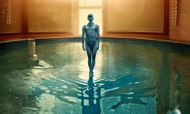Image similar to full shot of a man made of water, photorealistic, cinematic lighting, 8 k, extremely detailed photograph by jamie baldridge