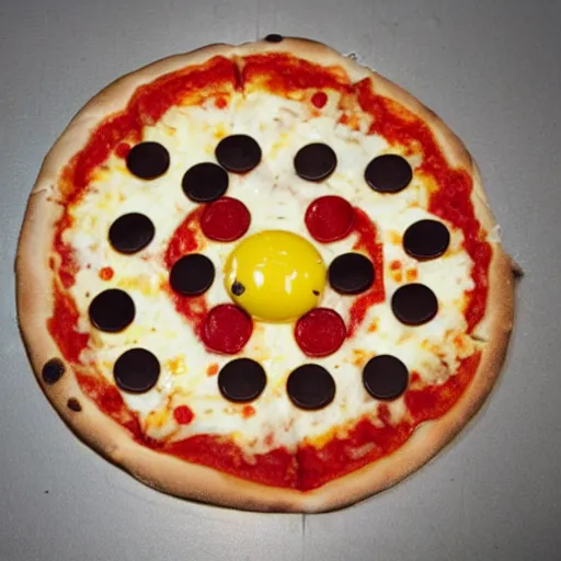 Image similar to pokeball pizza