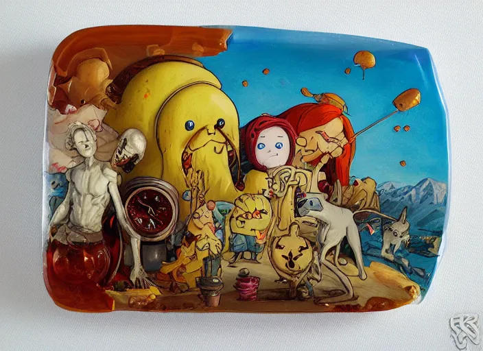 Prompt: adventure time painting carved in amber by chiara bautista and norman rockwell and greg rutkowski weta studio