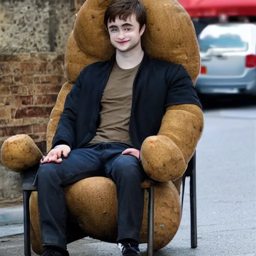 Prompt: daniel radcliffe as potato chair