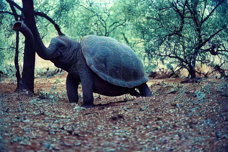 Image similar to a photo of a turtle elephant in its natural habitat, kodak ektachrome e 1 0 0 photography