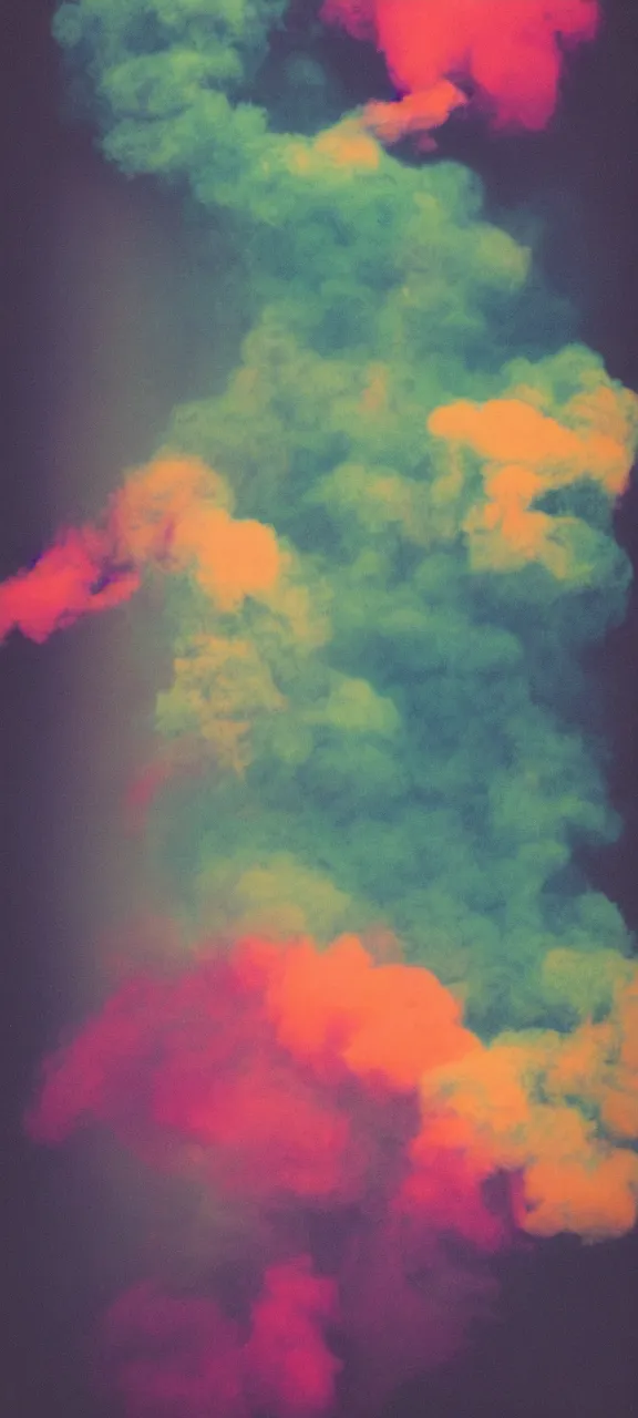 Image similar to polaroid of coloured smoke, gradient, texture, lomography