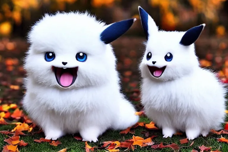 Image similar to real life pokemon cute adorable chunky playful fluffy happy cheeky mischievous ultra realistic autumn