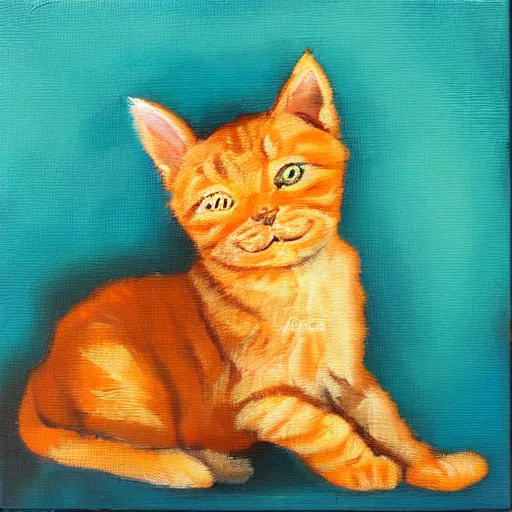 Image similar to palette knife oil painting of an orange tabby kitten