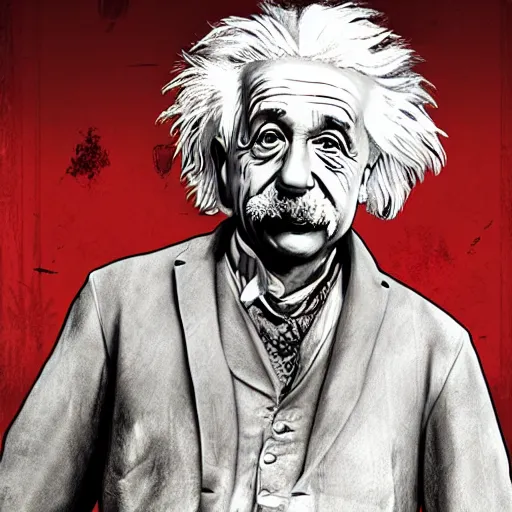 Prompt: Albert Einstein in red dead 2 redemption 4k detail