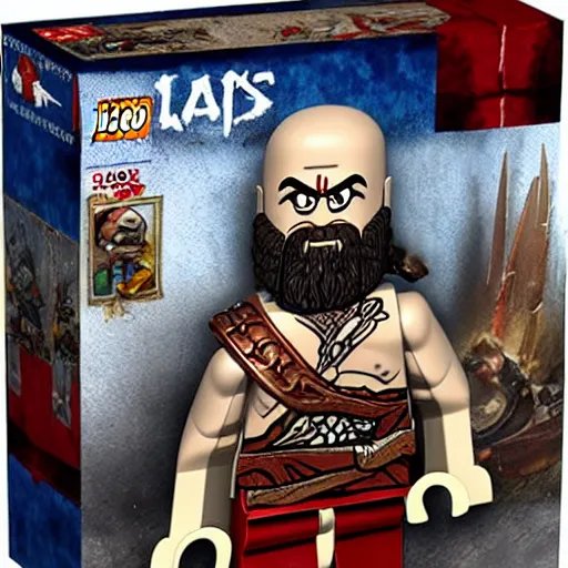 Image similar to kratos from god of war, lego set