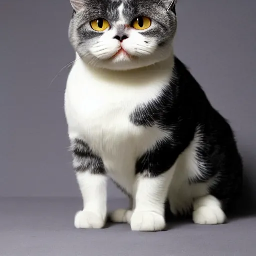 Prompt: A Scottish Fold cat with a top hat and a mustache