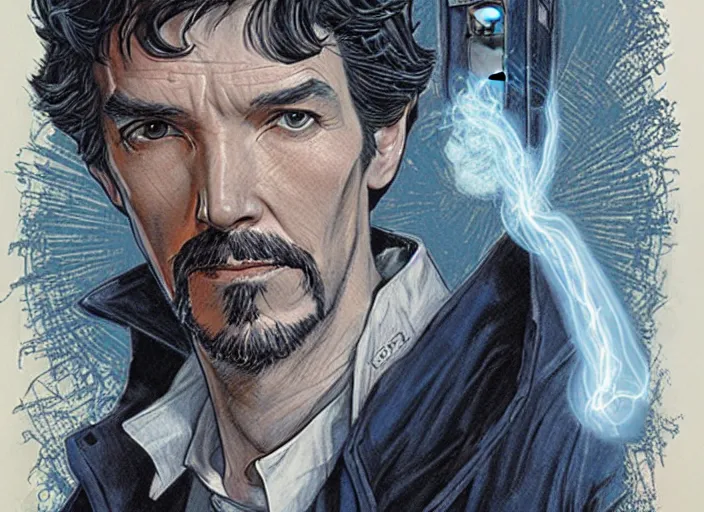 Image similar to a highly detailed [ doctor who ] portrait of stephen strange, james gurney, james jean