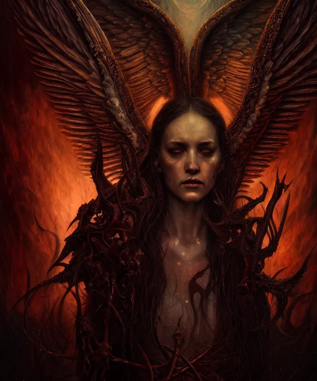 Image similar to epic professional digital art of angels and demons, horrific yet beautiful vibe, evocative, atmospheric lighting, painted, intricate, highly detailed, by leesha hannigan, wayne haag, reyna rochin, ignacio fernandez rios, mark ryden, iris van herpen, artstation, cgsociety, stunning, gorgeous, sharp focus, cinematic, masterpiece