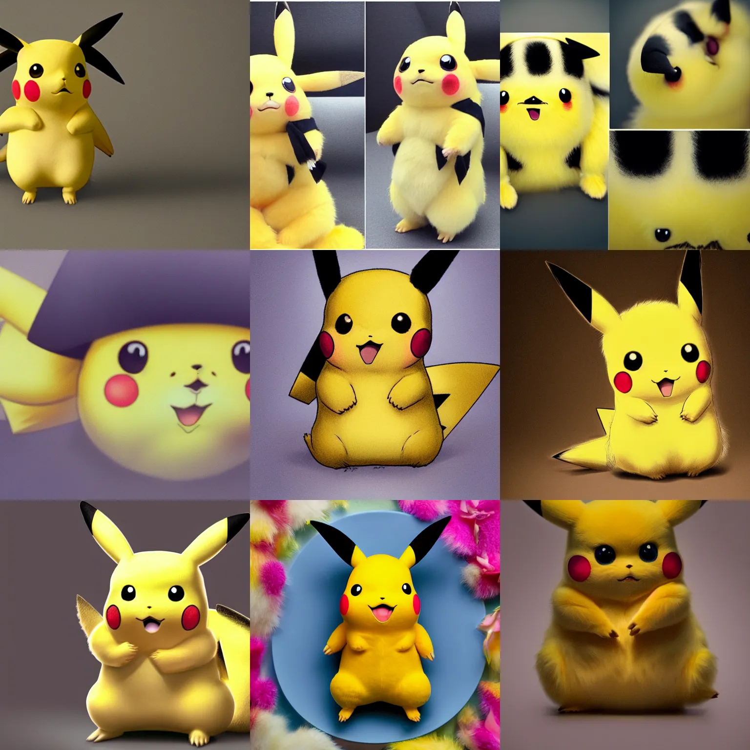 Prompt: a beautiful portrait of pikachu, studio flash photography, realistic, cute, fluffy, kawaii