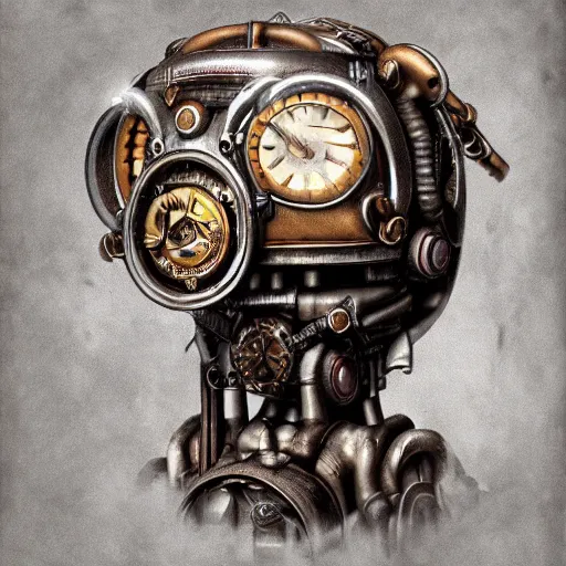 Image similar to Steampunk robot, digital art, detailed, artstation, realistic